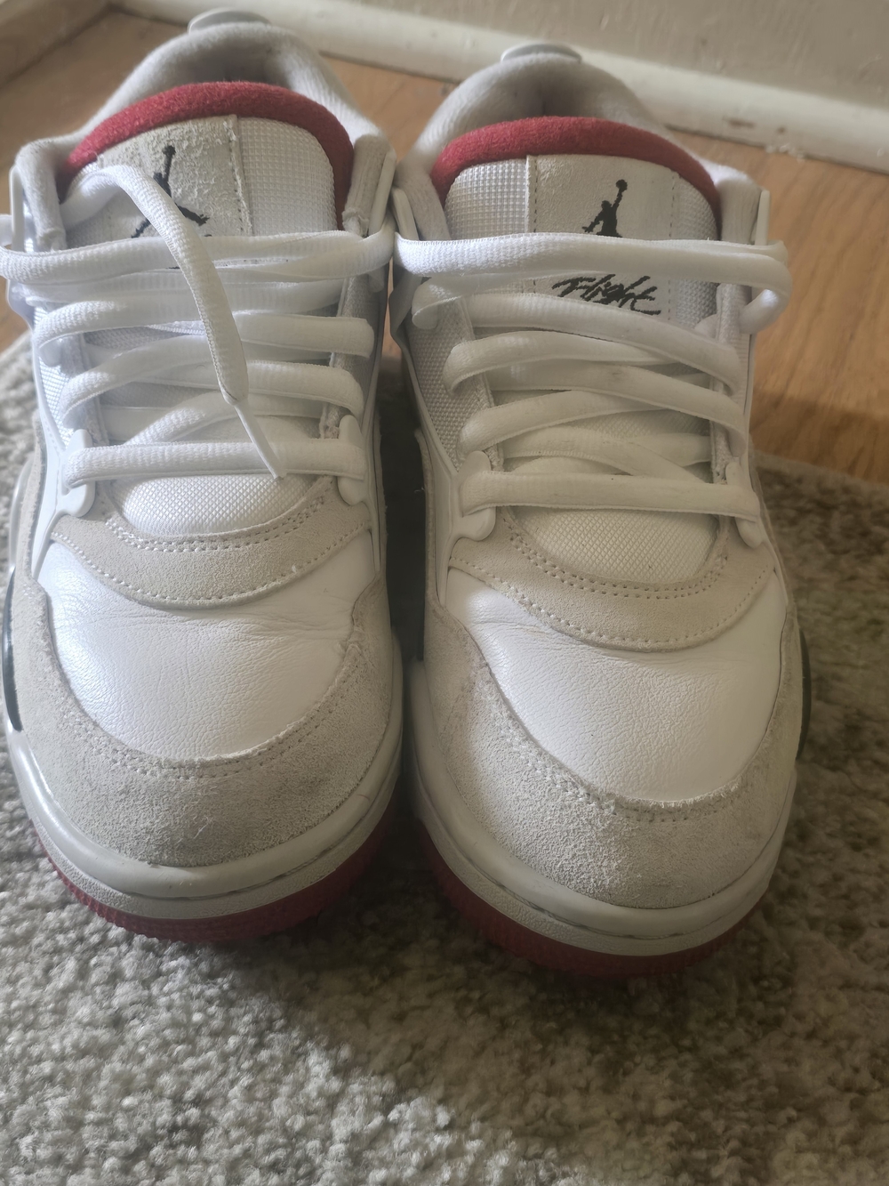 Jordan Kids White & Red Low-Top Sneakers